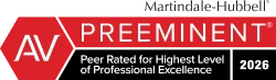Martindale-Hubbell | AV Preeminent | Peer Rated For Highest Level Of Professional Excellence | 2026